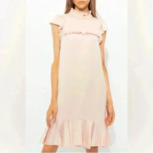 See By Chloé Ivory Cream Ruffled Dress Crunch Chest Baby Doll Dress Size 40 NWT